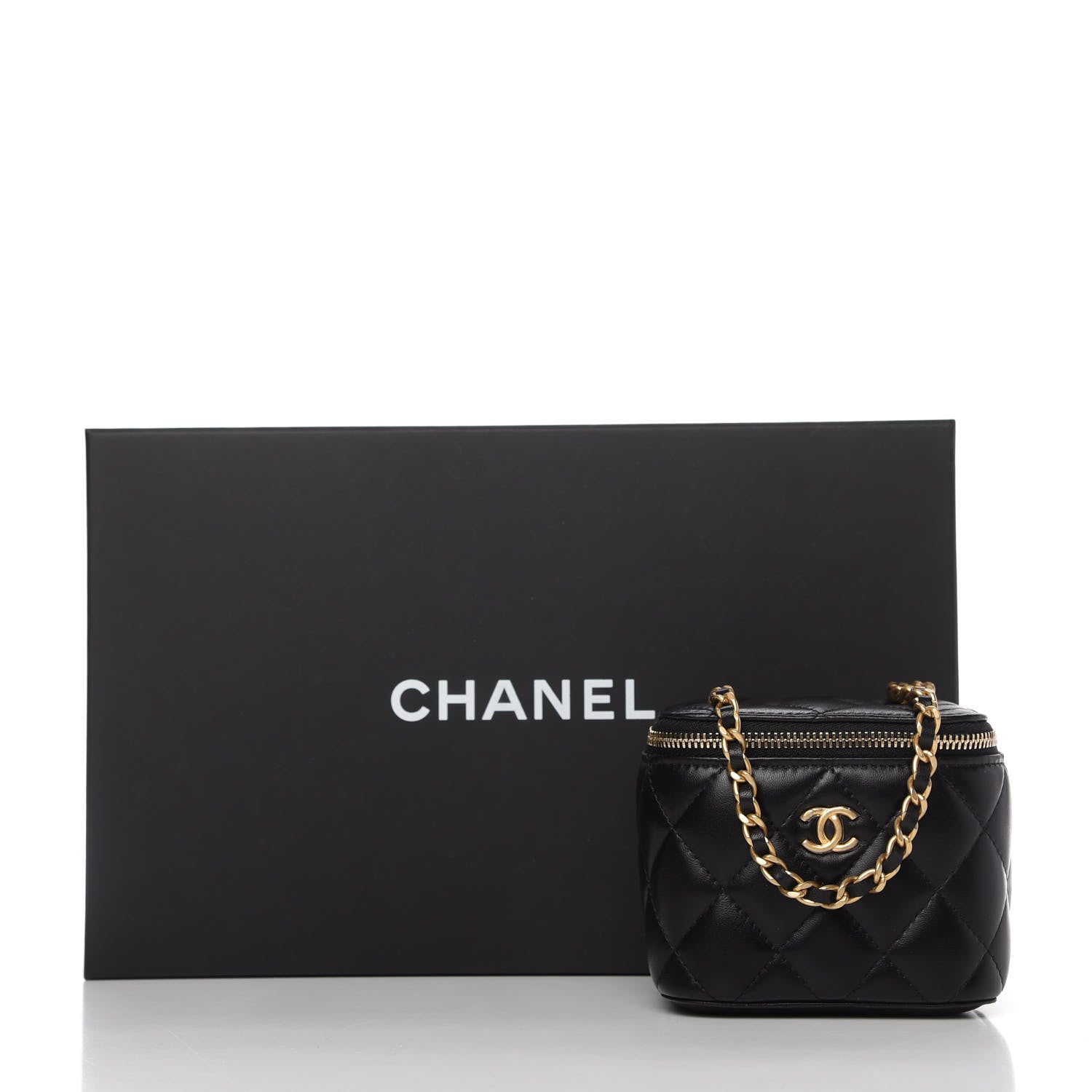 Chanel Lambskin Quilted Mini Pearl Crush Vanity Case With Chain Black 17 of 17