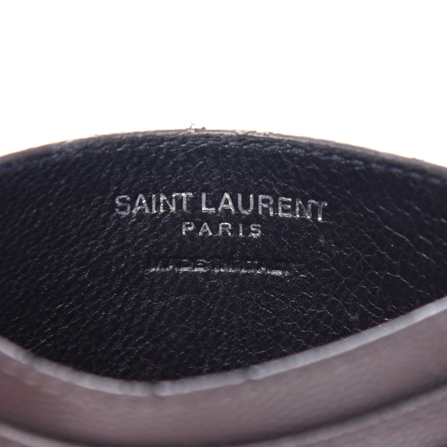 Saint Laurent Grain De Poudre Matelasse Chevron Monogram Credit Card Case Coal 7 of 8