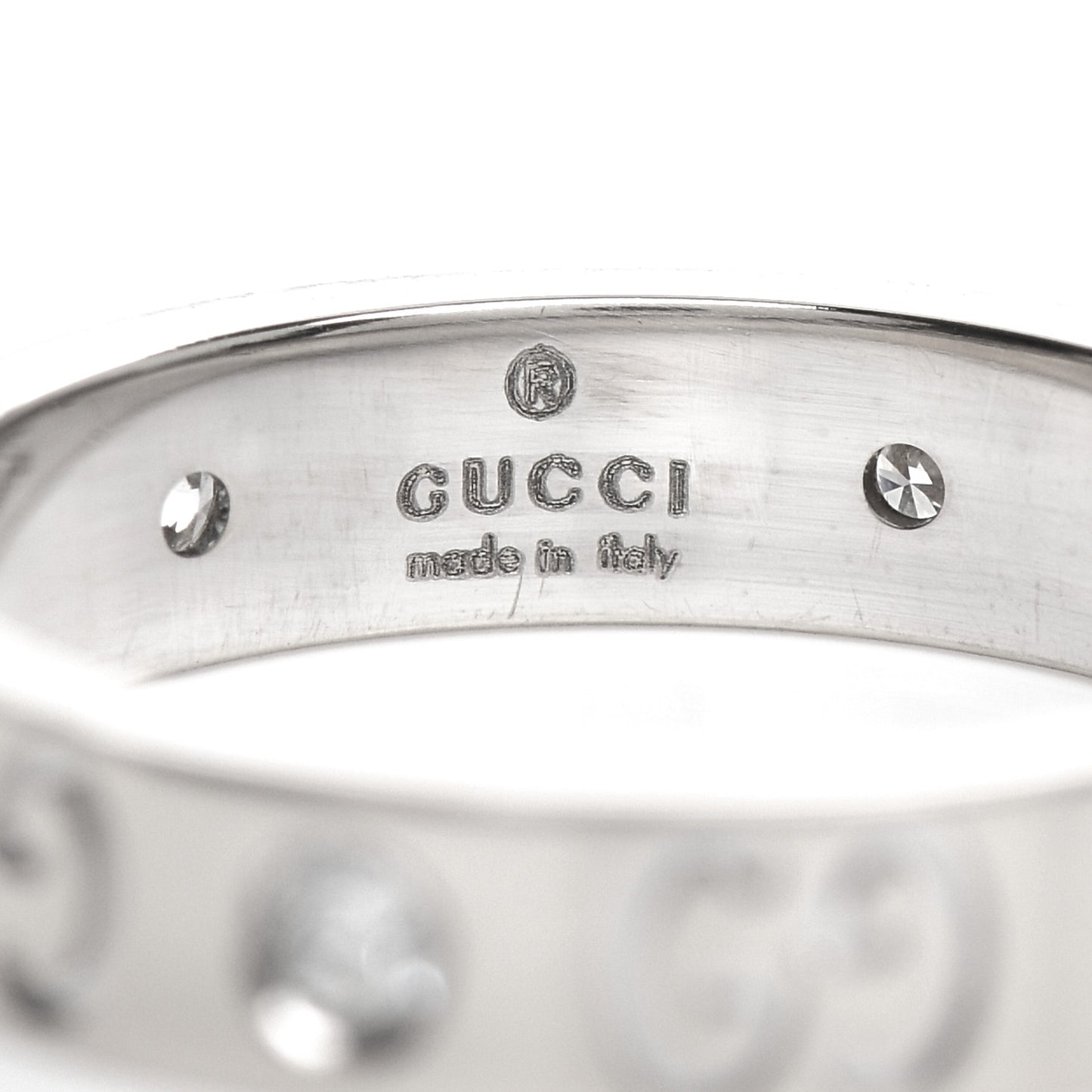 18K White Gold Diamond Icon Band Ring 51 5.75