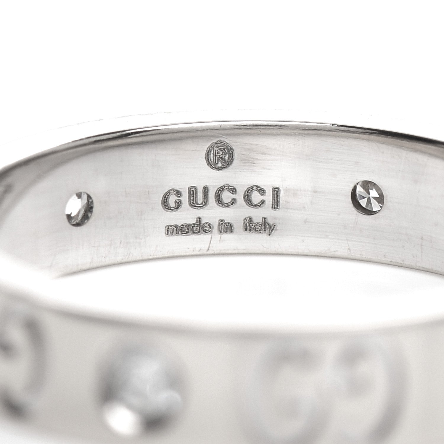 Gucci 18K White Gold Diamond Icon Band Ring 51 5.75 4 of 4
