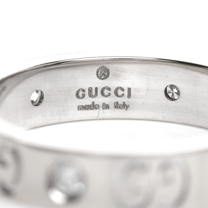 Gucci 18K White Gold Diamond Icon Band Ring 51 5.75 4 of 4