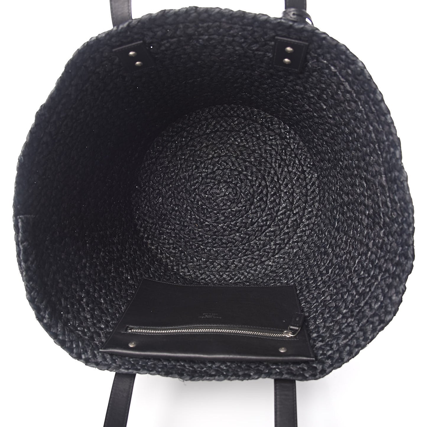 Raffia Medium Panier Bag Black