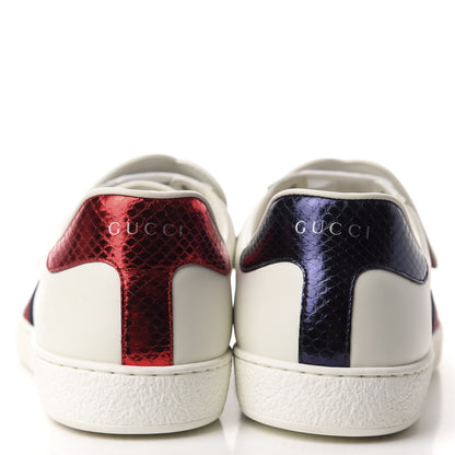 Gucci Calfskin Ayers Web Blind for Love Embroidered Mens Ace Sneakers 10 White 5 of 10
