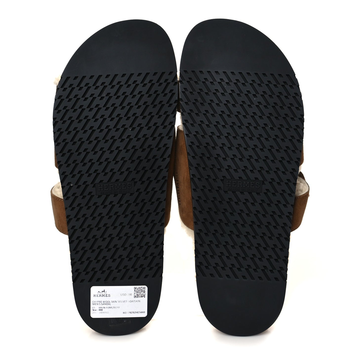 Suede Goatskin Woolskin Mens Chypre Sandals 44 Brun Fume Ecru