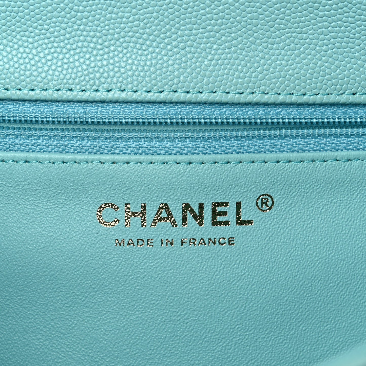 Caviar Quilted Flap Clutch Light Blue
