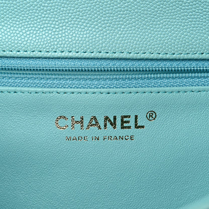 Chanel Caviar Quilted Flap Clutch Light Blue 6 of 10