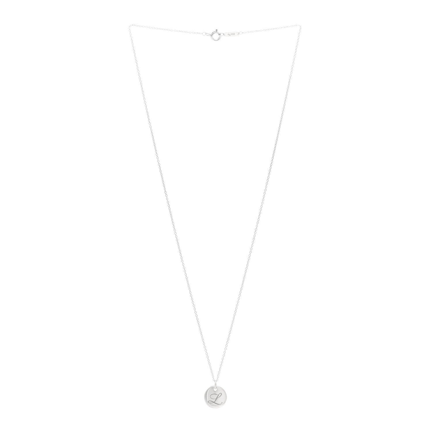 Tiffany Sterling Silver Letter L Disc Pendant Necklace 3 of 4