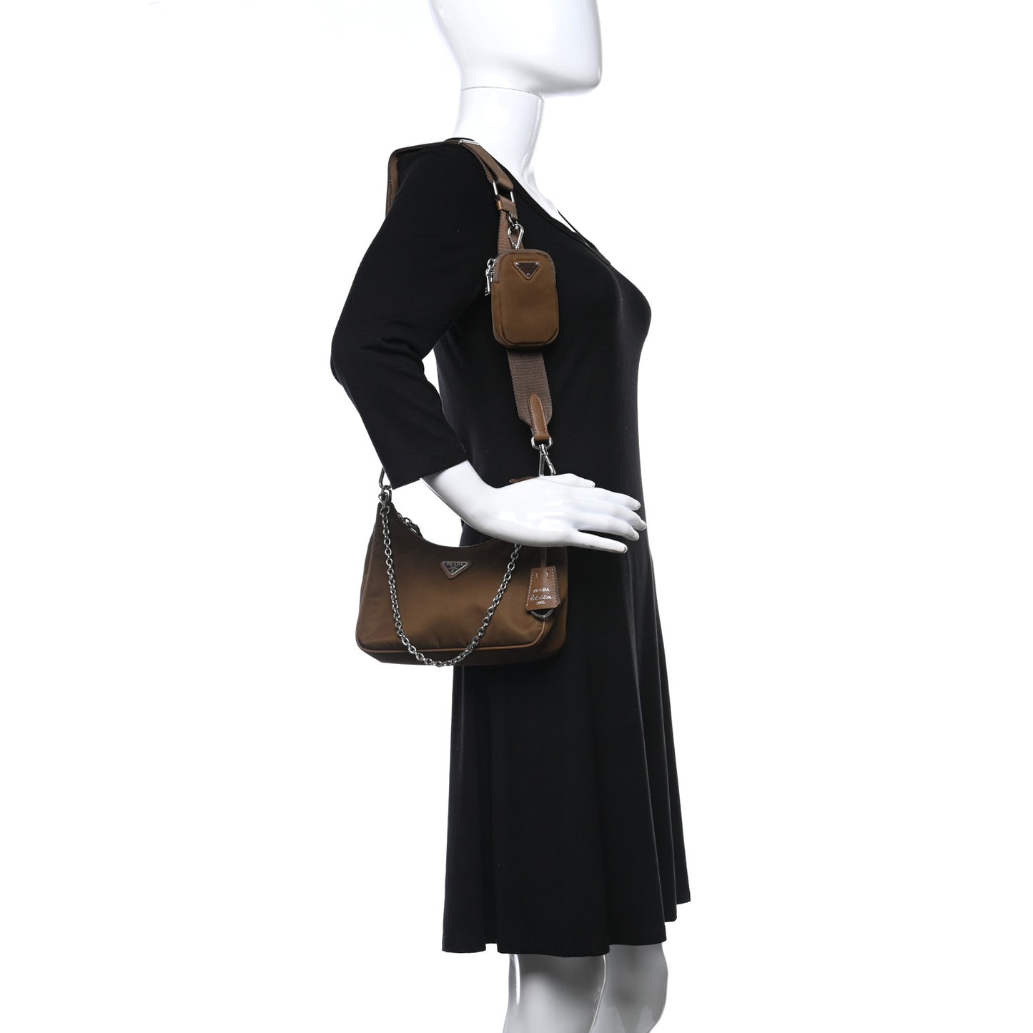 Tessuto Nylon Saffiano Re-Edition 2005 Shoulder Bag Cacao