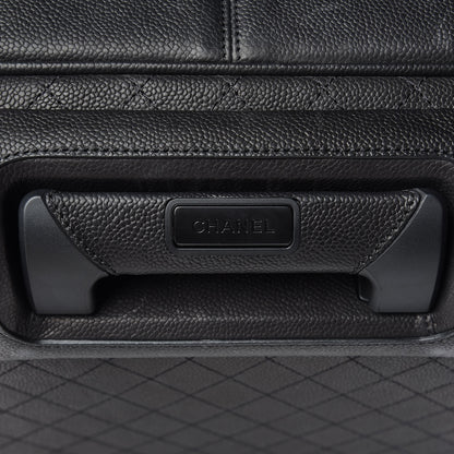Chanel Caviar Stitched Trolley Rolling Luggage Black 8 of 15