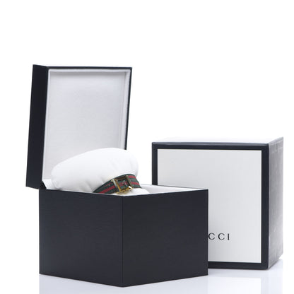 Gucci Stainless Steel Nylon 14mm Web G-Frame Square Double Wrap Quartz Watch Green 8 of 8