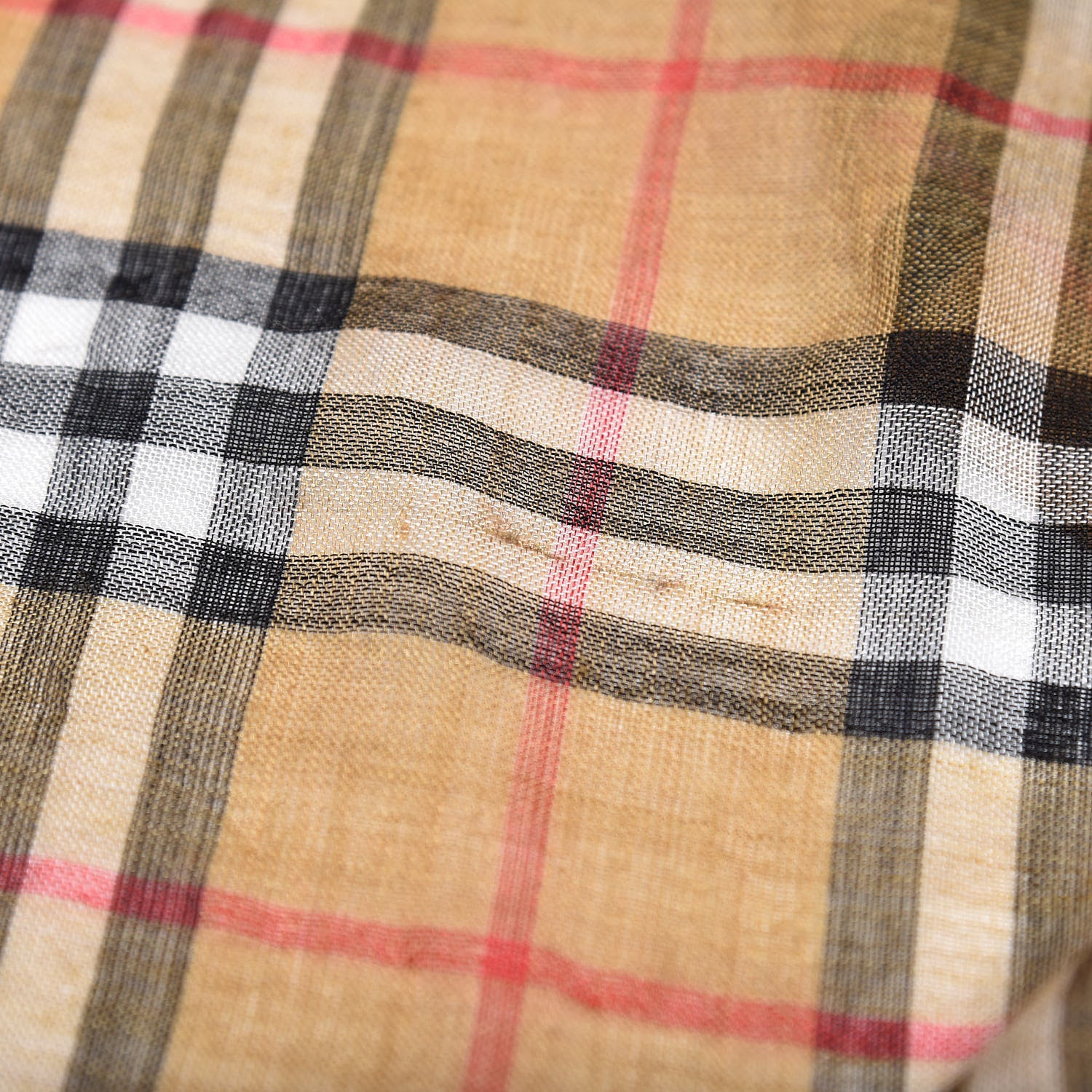 Burberry Wool Silk Gauze Vintage Check Scarf Antique Yellow 7 of 7