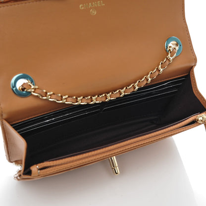 Chanel Lambskin Quilted Trendy CC Wallet On Chain WOC Camel 5 of 10