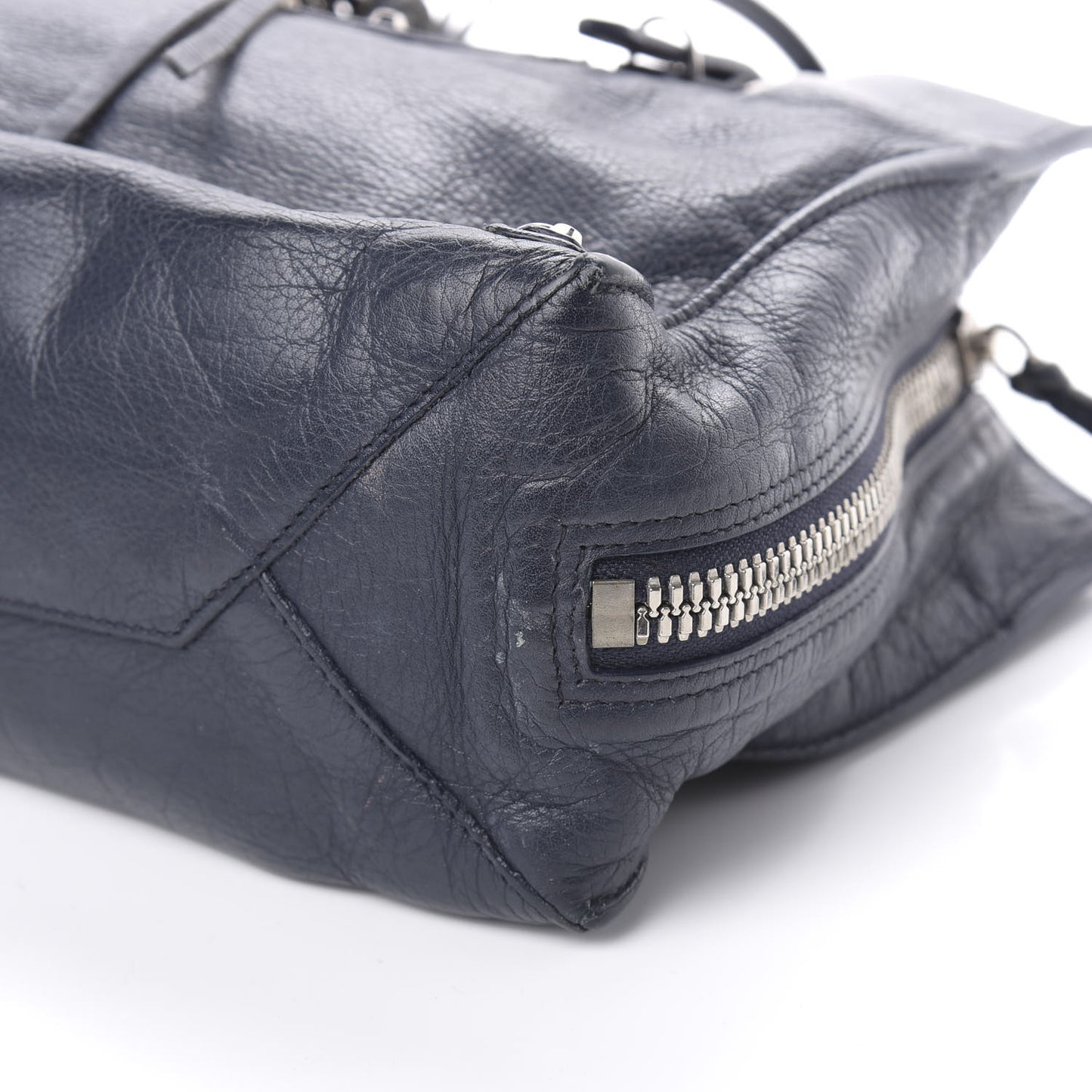 Veau Papier A6 Zip Around Tote Bleu Nuit