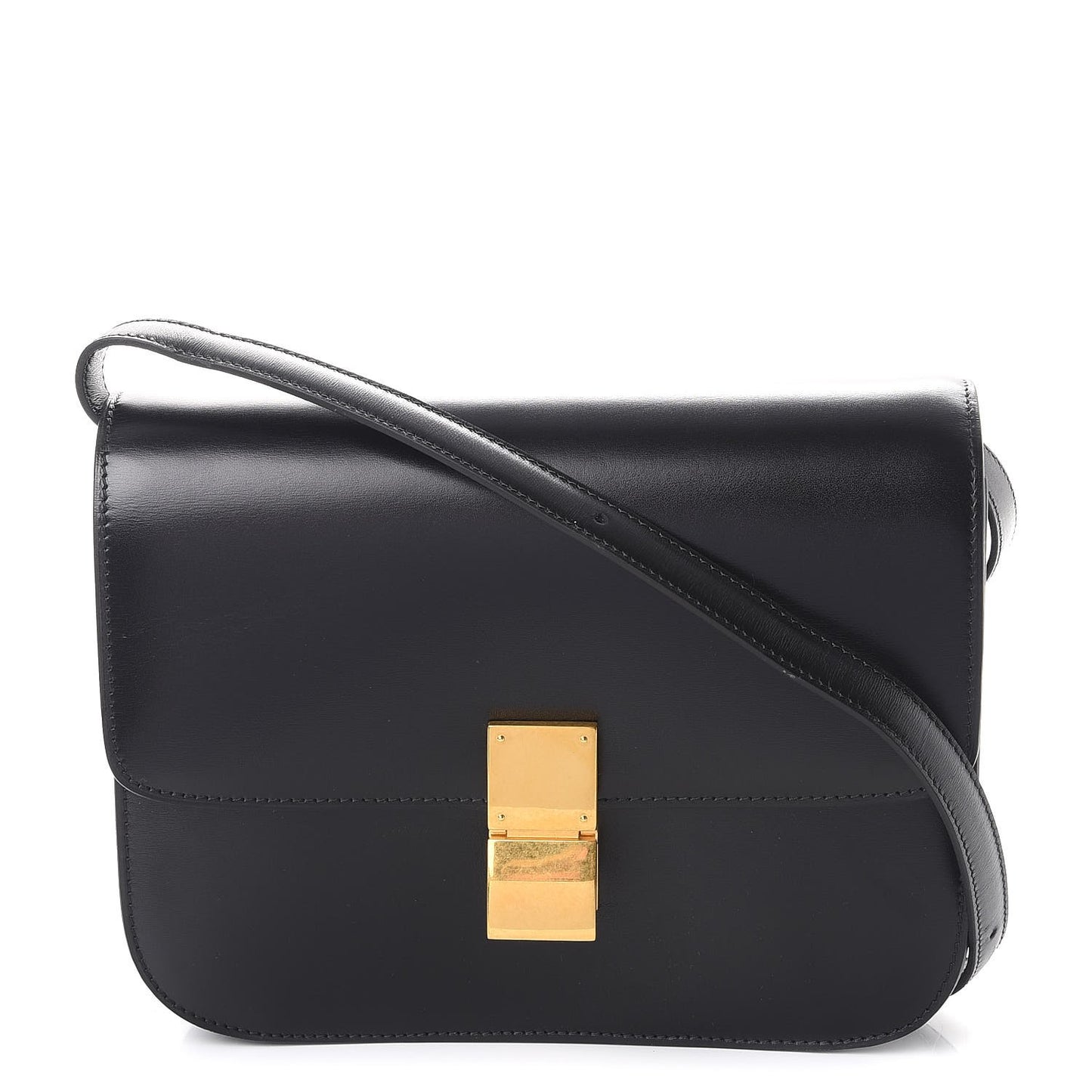 Box Calfskin Medium Classic Box Flap Bag Black