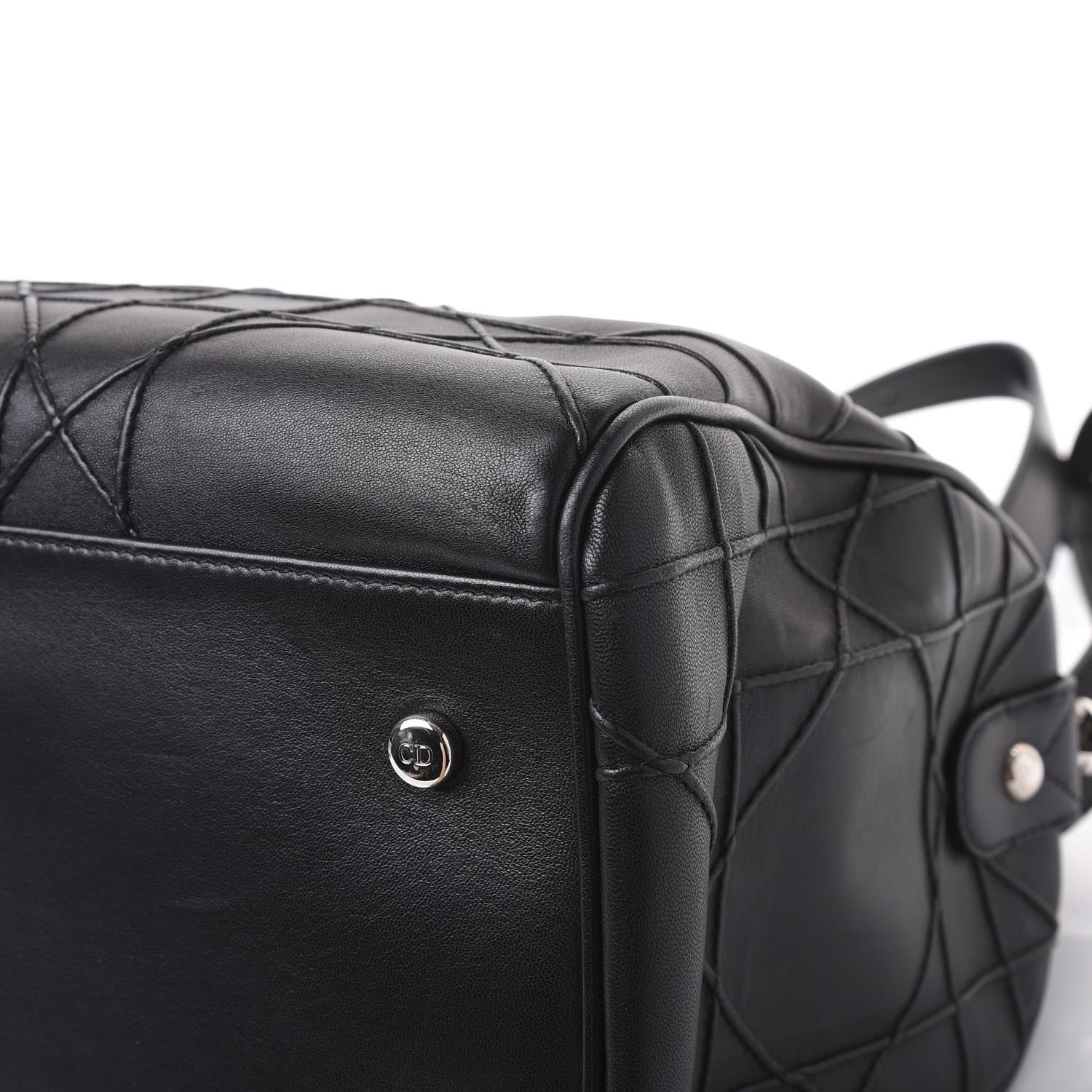 Christian Dior Lambskin Cannage Granville Polochon Black 8 of 10