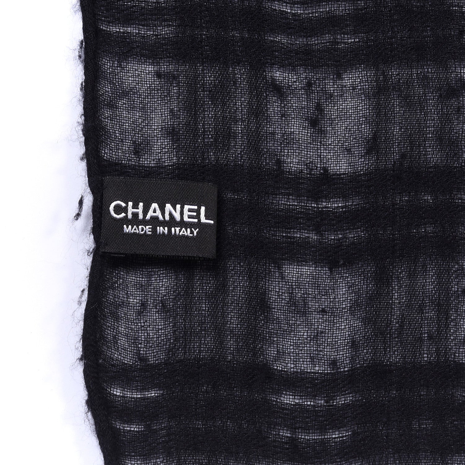 Chanel Cashmere Silk CC Scarf Black 5 of 5