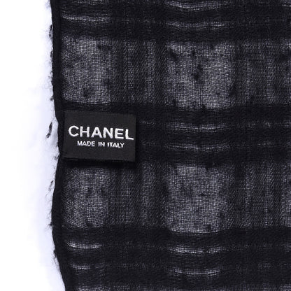 Chanel Cashmere Silk CC Scarf Black 5 of 5