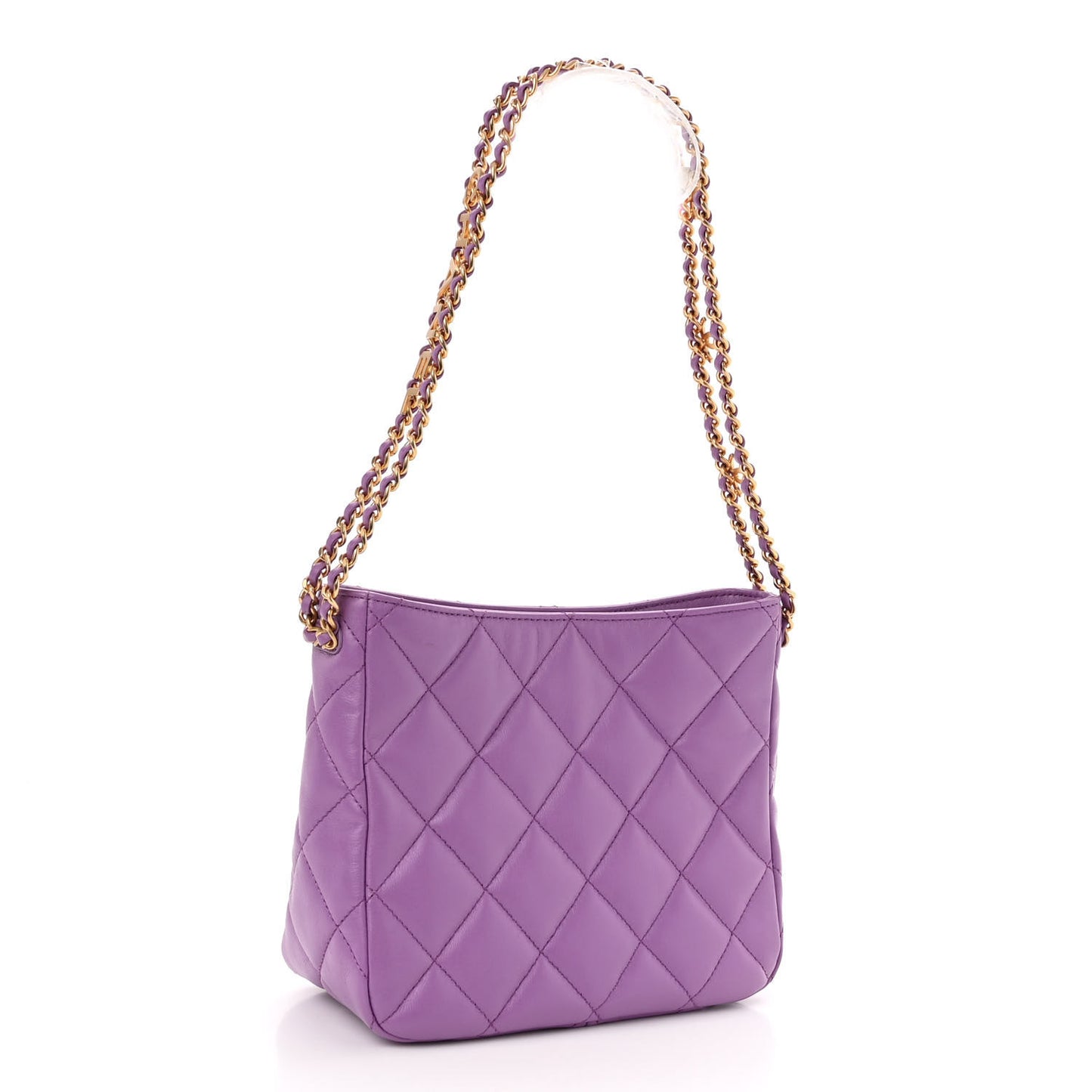 Lambskin Quilted Small Pick Me Up Hobo Purple
