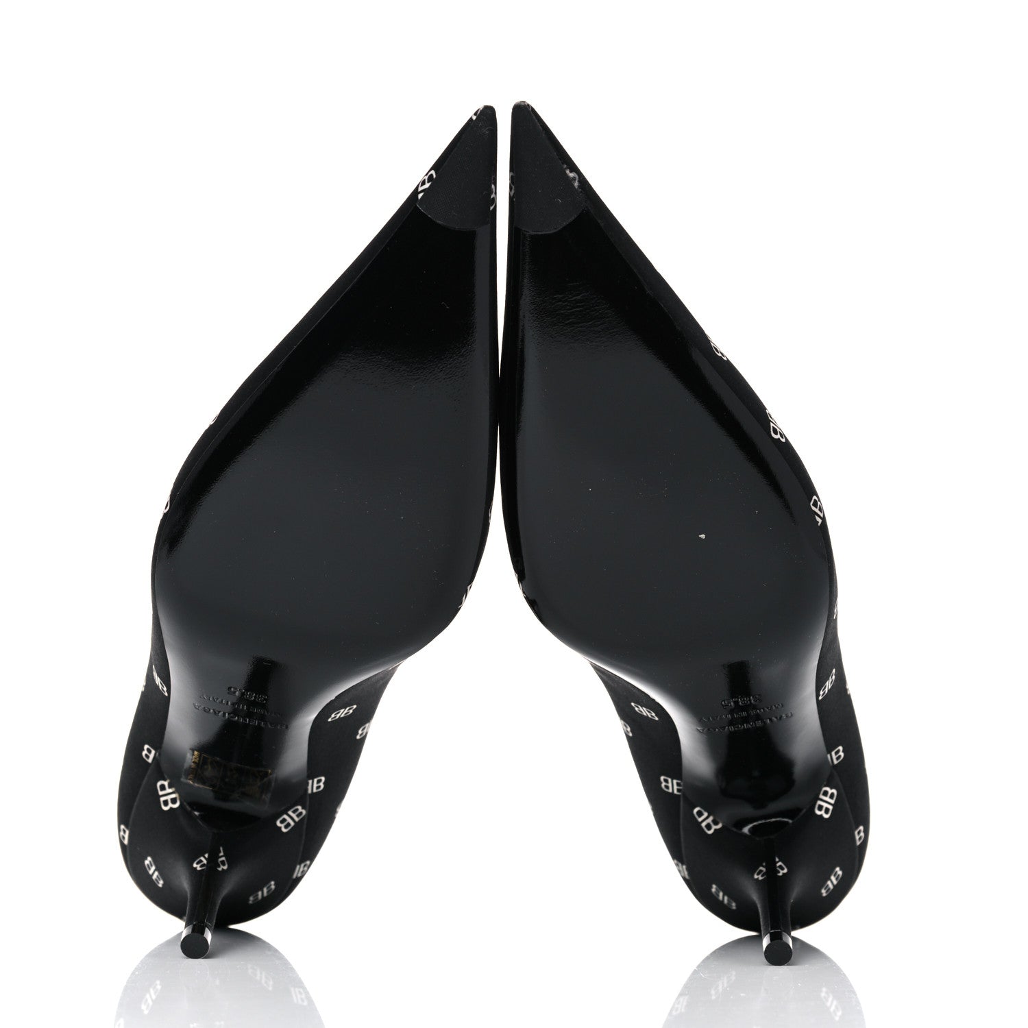 Balenciaga Crepe Satin BB Allover Logo Knife 80mm Pumps 38.5 Black 5 of 9