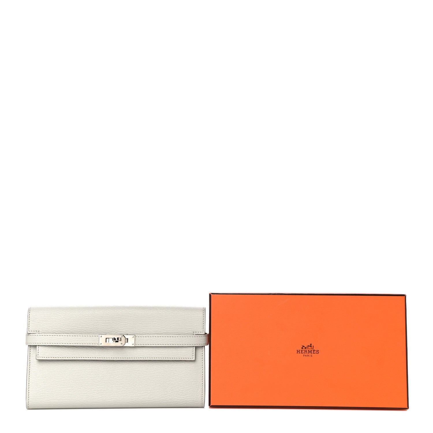 Hermes Chevre Mysore Kelly Longue Wallet Gris Perle 16 of 16