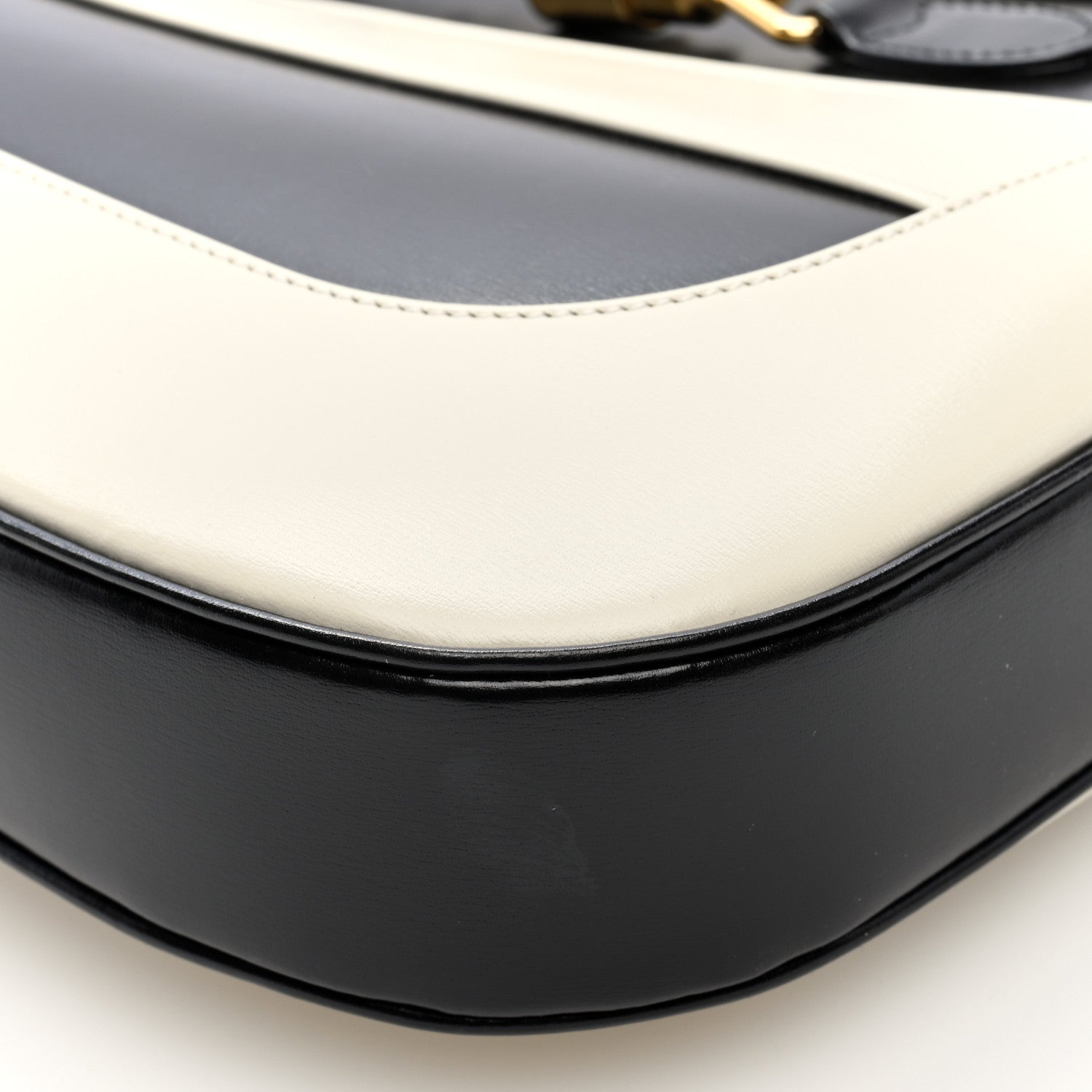 Gucci Boarded Dyana Lux Calfskin Striped Medium Jackie 1961 Hobo Black White 8 of 9