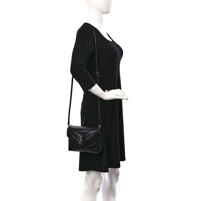 Saint Laurent Calfskin Y Quilted Monogram Toy Loulou Crossbody Bag Black 2 of 9