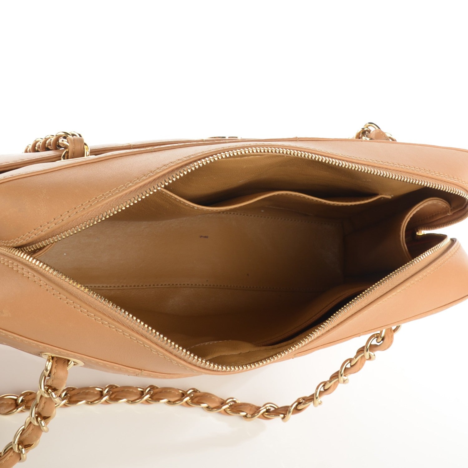 Chanel Lambskin Square Stitched Shoulder Bag Beige 6 of 9