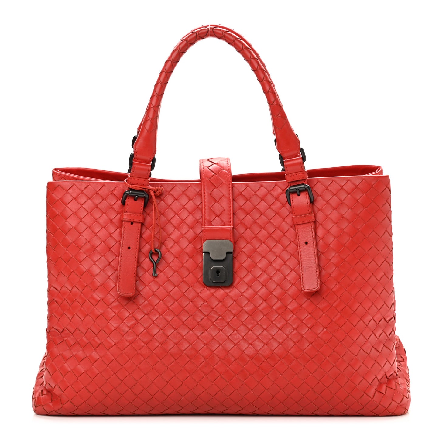 Nappa Intrecciato Medium Roma Tote Red