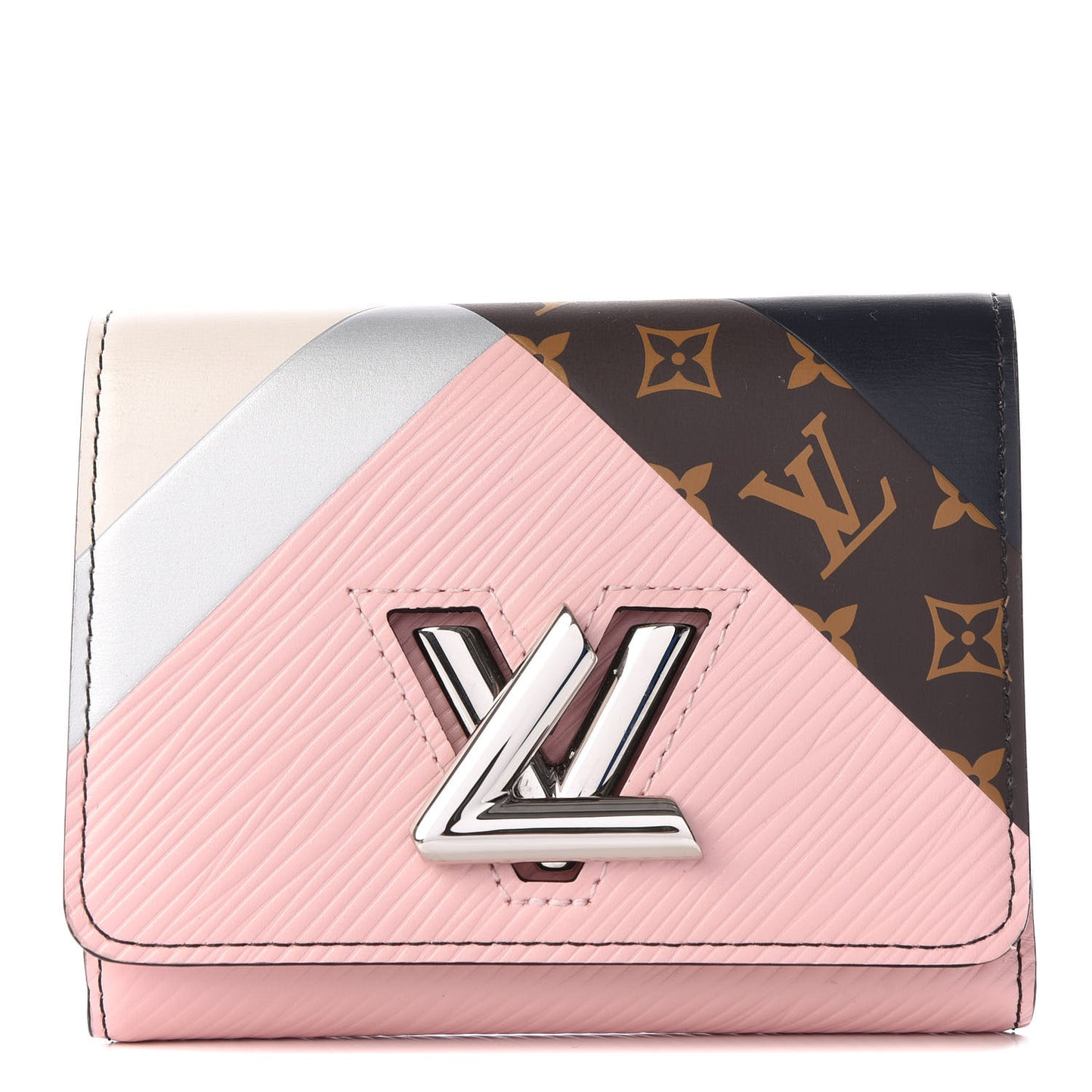 Epi Monogram Tape Twist Compact Wallet Rose White