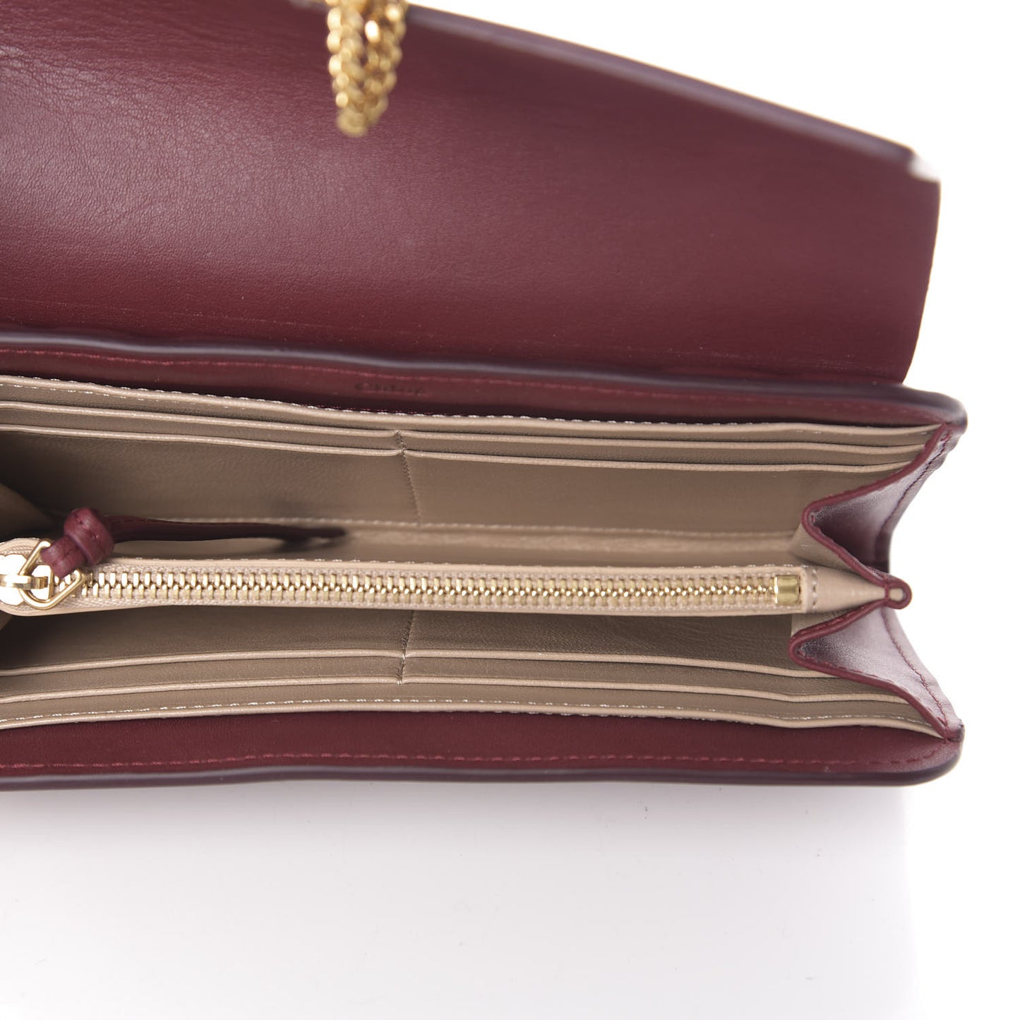 Calfskin Drew Long Wallet with Flap Plum Purple