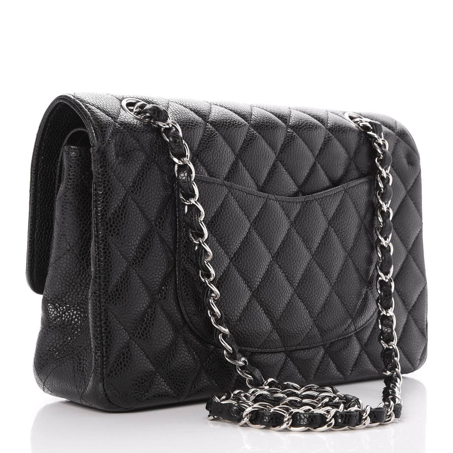 Caviar Quilted Medium Double Flap Black