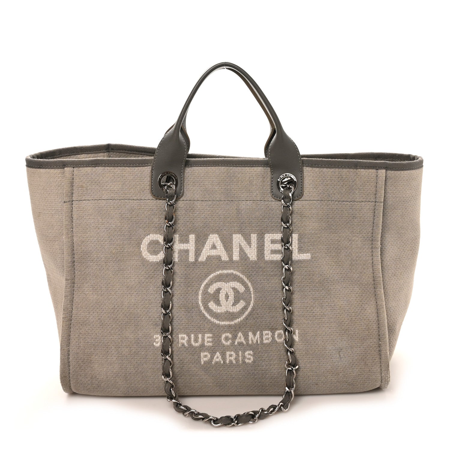 Chanel Canvas Large Deauville Tote Grey 1 of 10