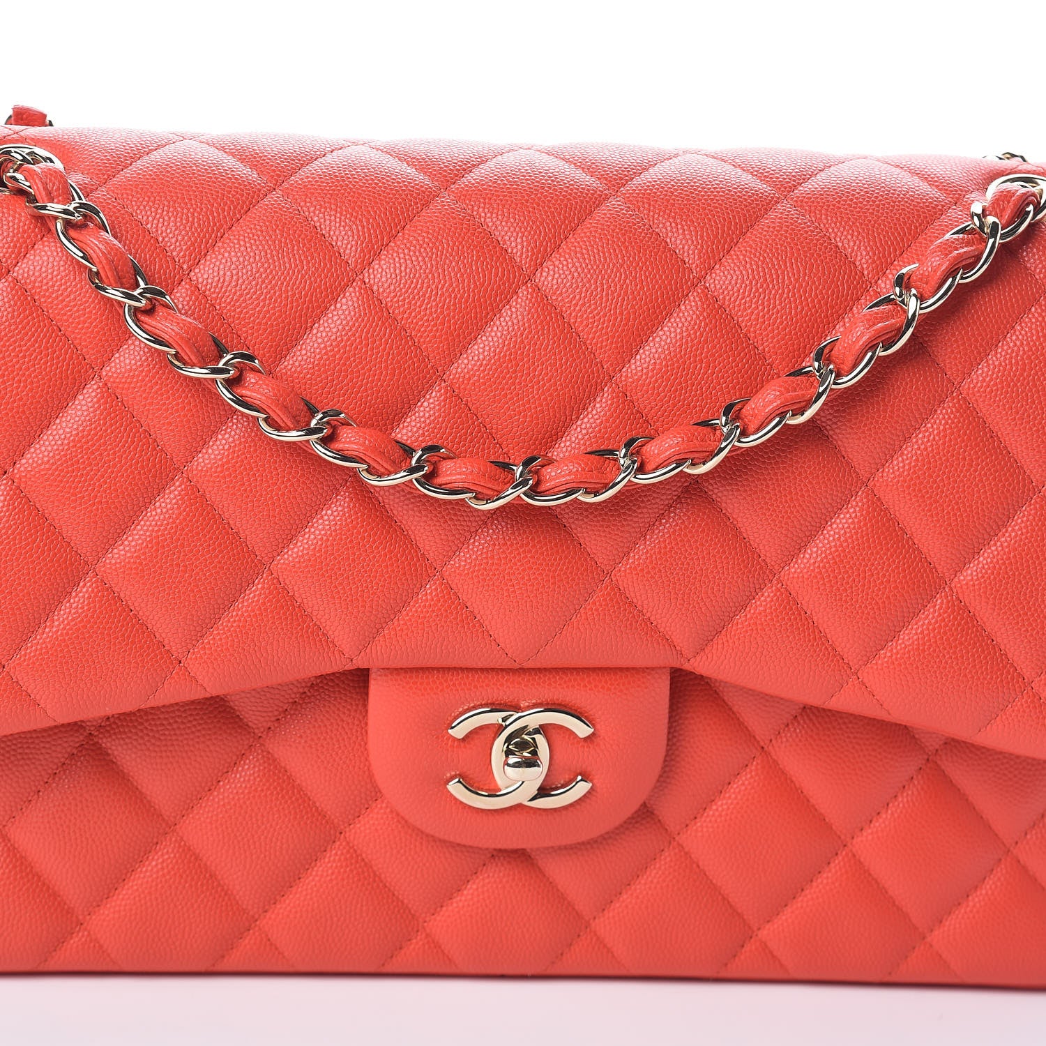 Chanel Caviar Quilted Jumbo Double Flap Red 8 of 10