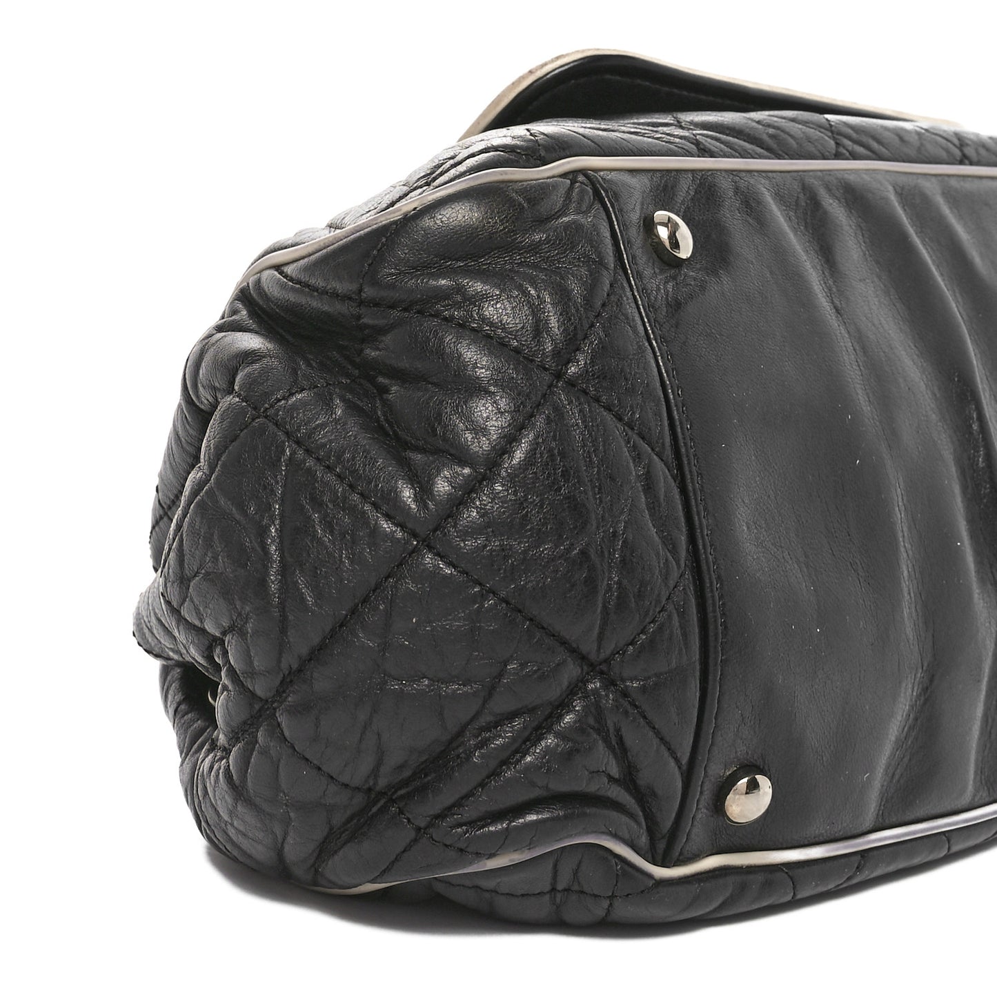 Lambskin Quilted East West Accordion Flap Black