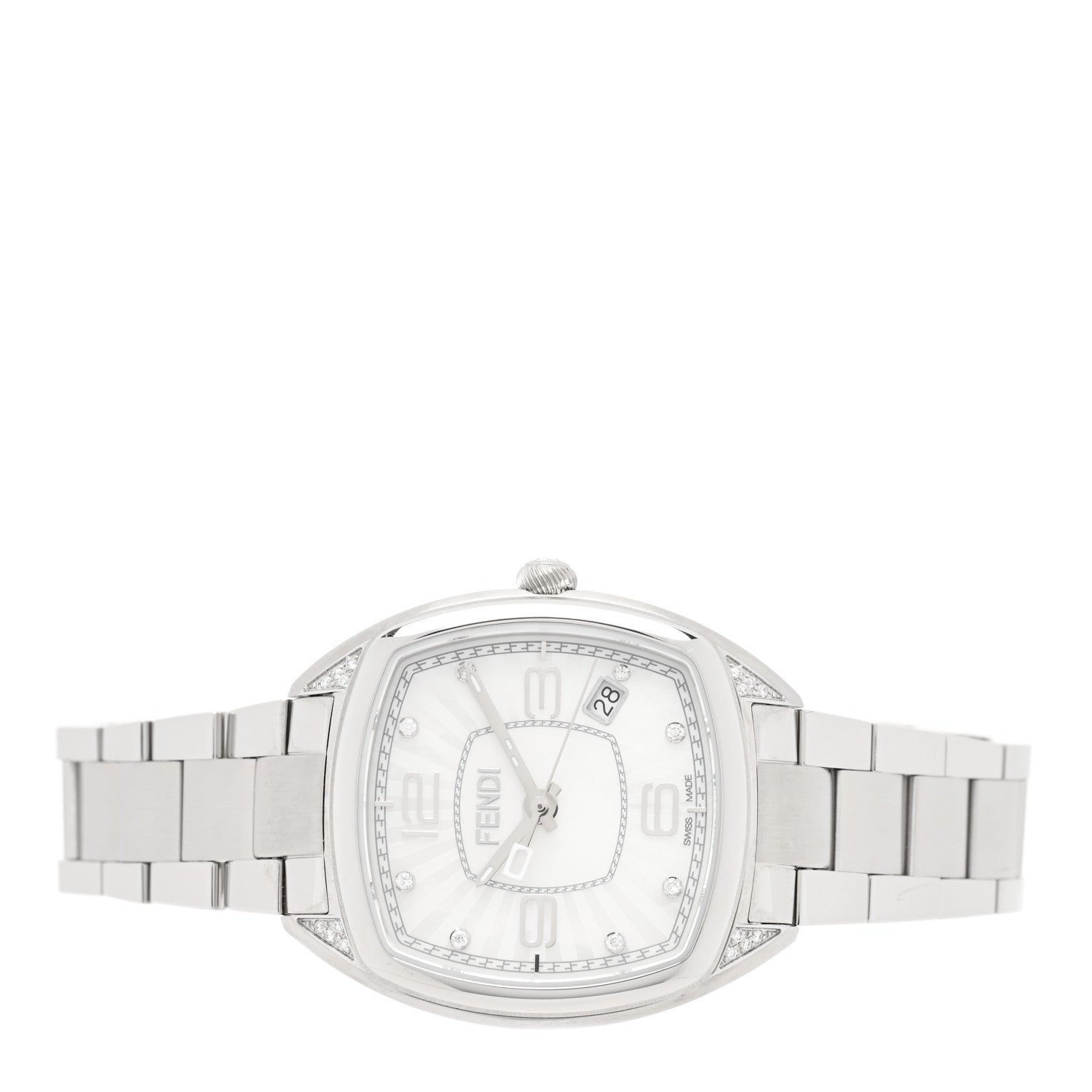 Fendi Stainless Steel Diamond Mother of Pearl 32mm Momento Quartz Watch 2 of 4