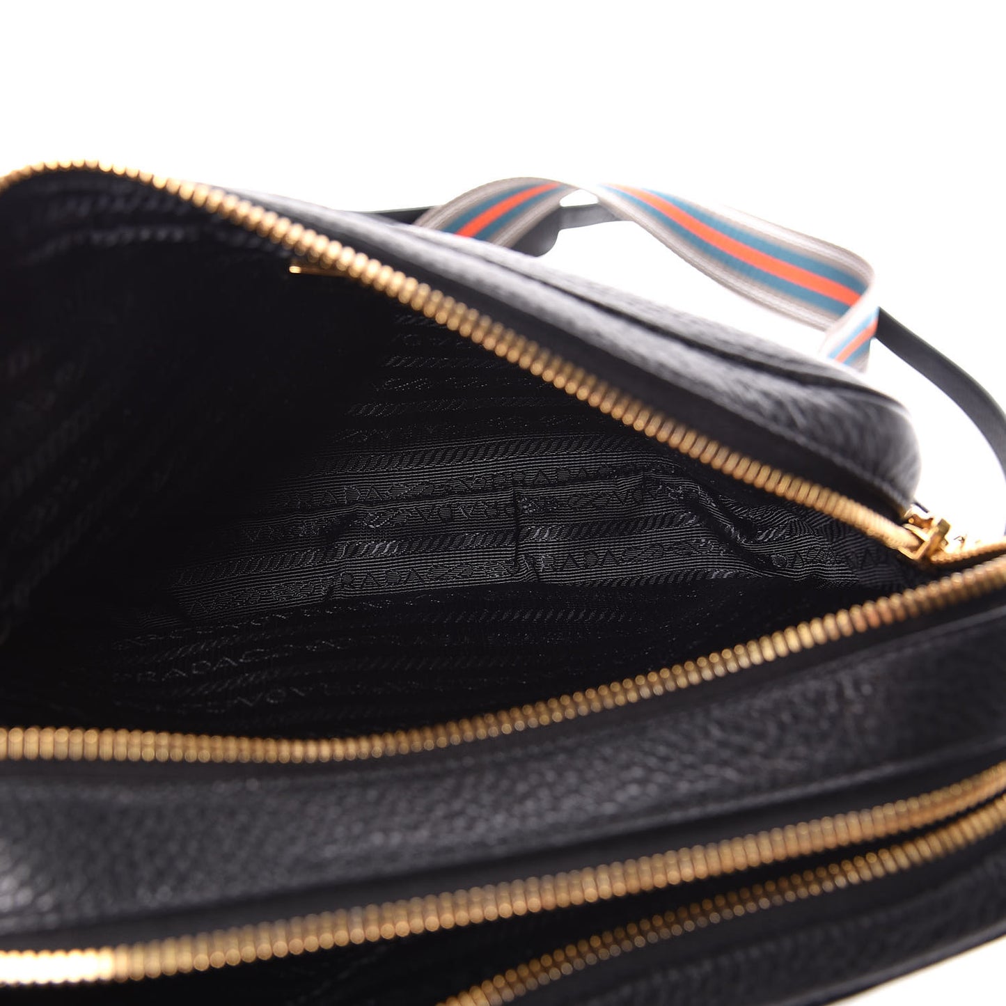 Vitello Daino Medium Double Zip Shoulder Bag Black
