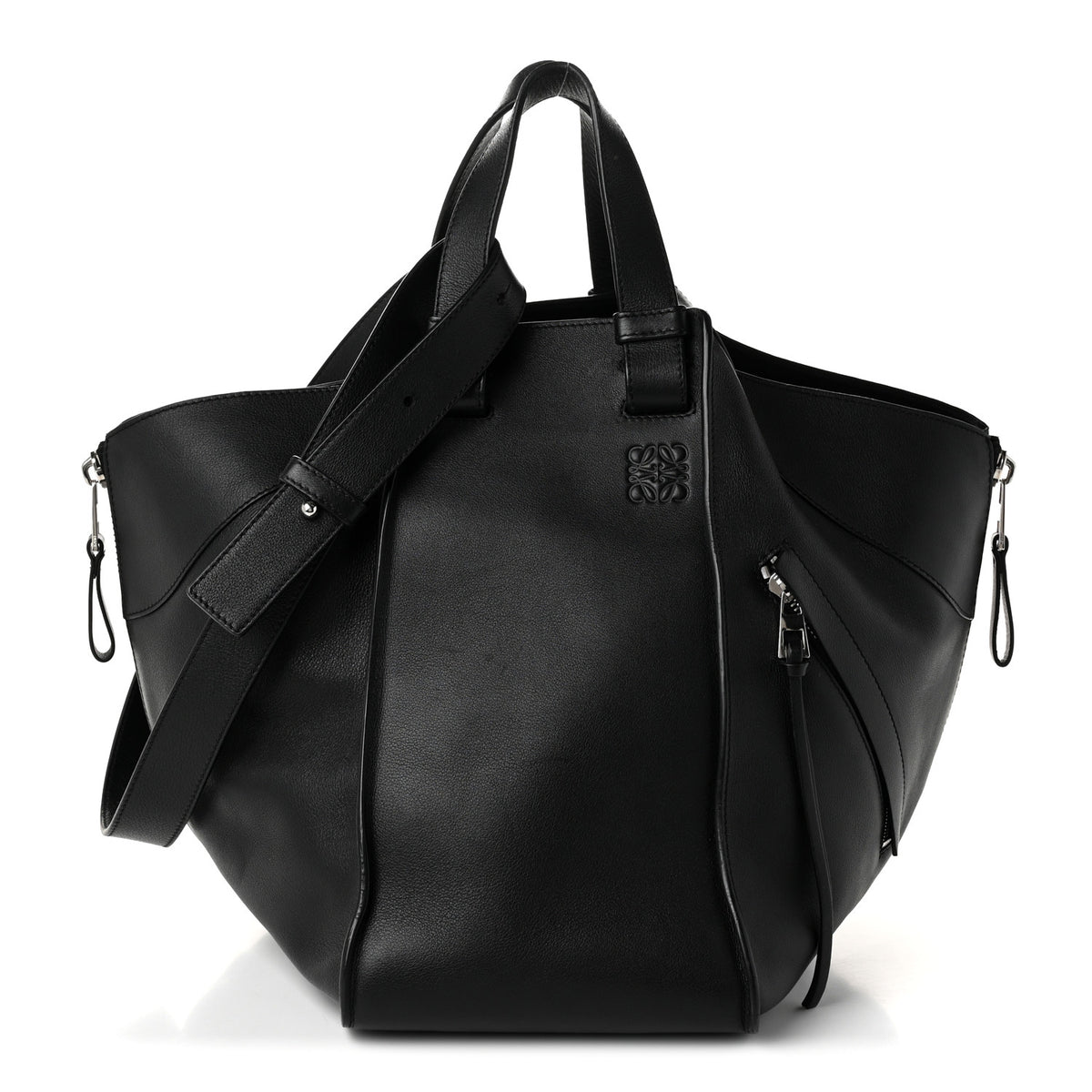 Calfskin Medium Hammock Shoulder Bag Black