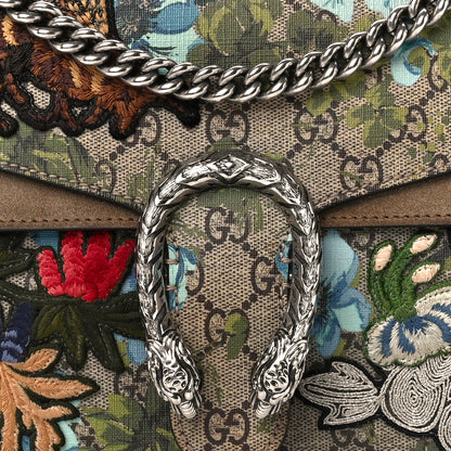 Gucci GG Supreme Monogram Blooms Print Embroidered Small Dionysus Shoulder Bag Blue Taupe 8 of 10