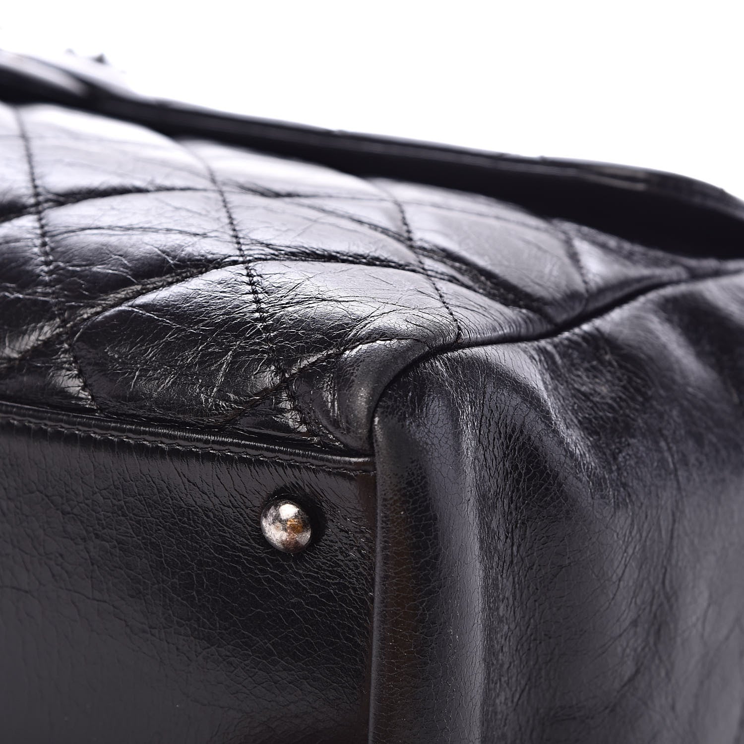 Chanel Glazed Calfskin Quilted Large Duo Color Tote Black 10 of 12