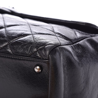 Chanel Glazed Calfskin Quilted Large Duo Color Tote Black 10 of 12
