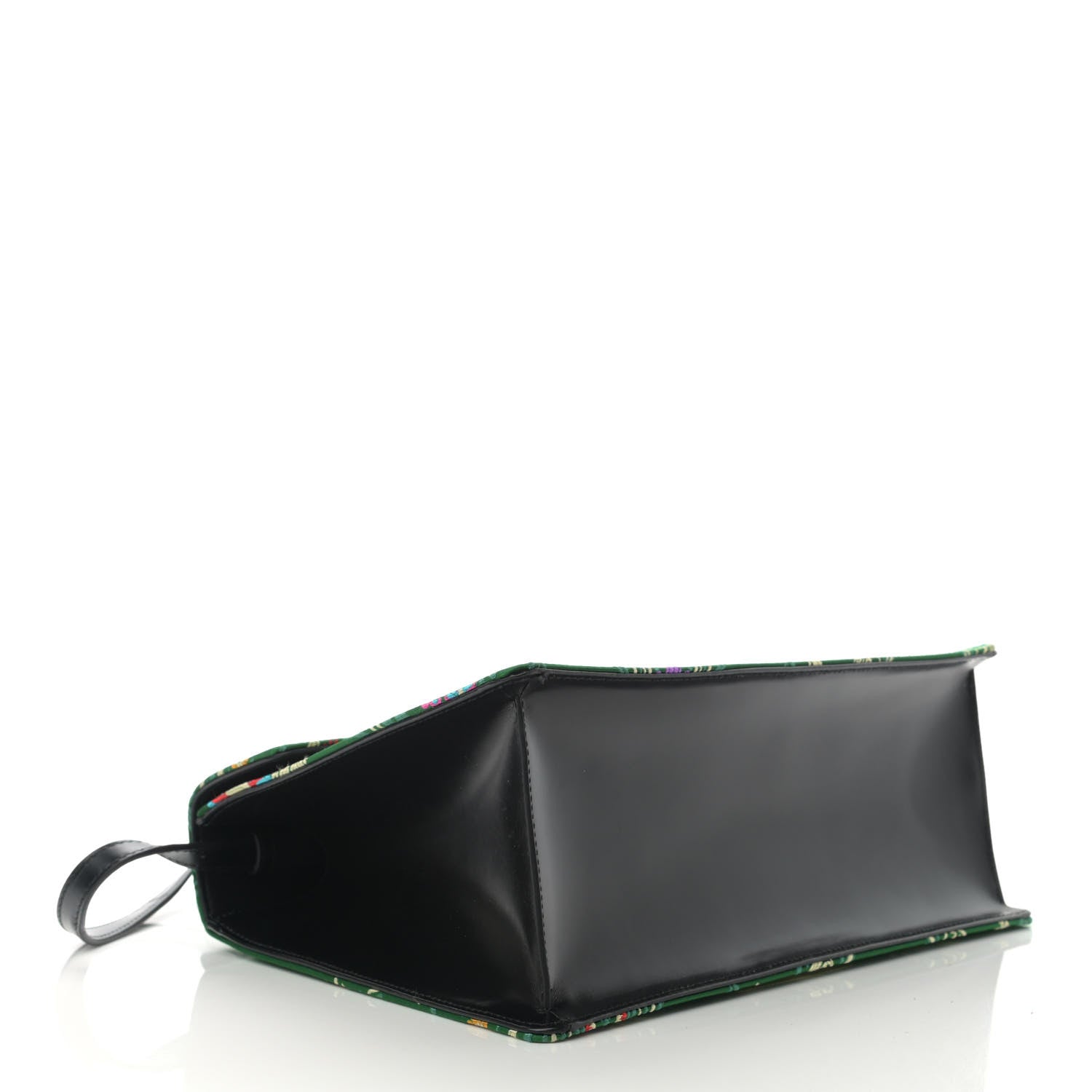 Gucci Jacquard Floral Medium Sylvie Top Handle Bag Green Multicolor Black 4 of 13