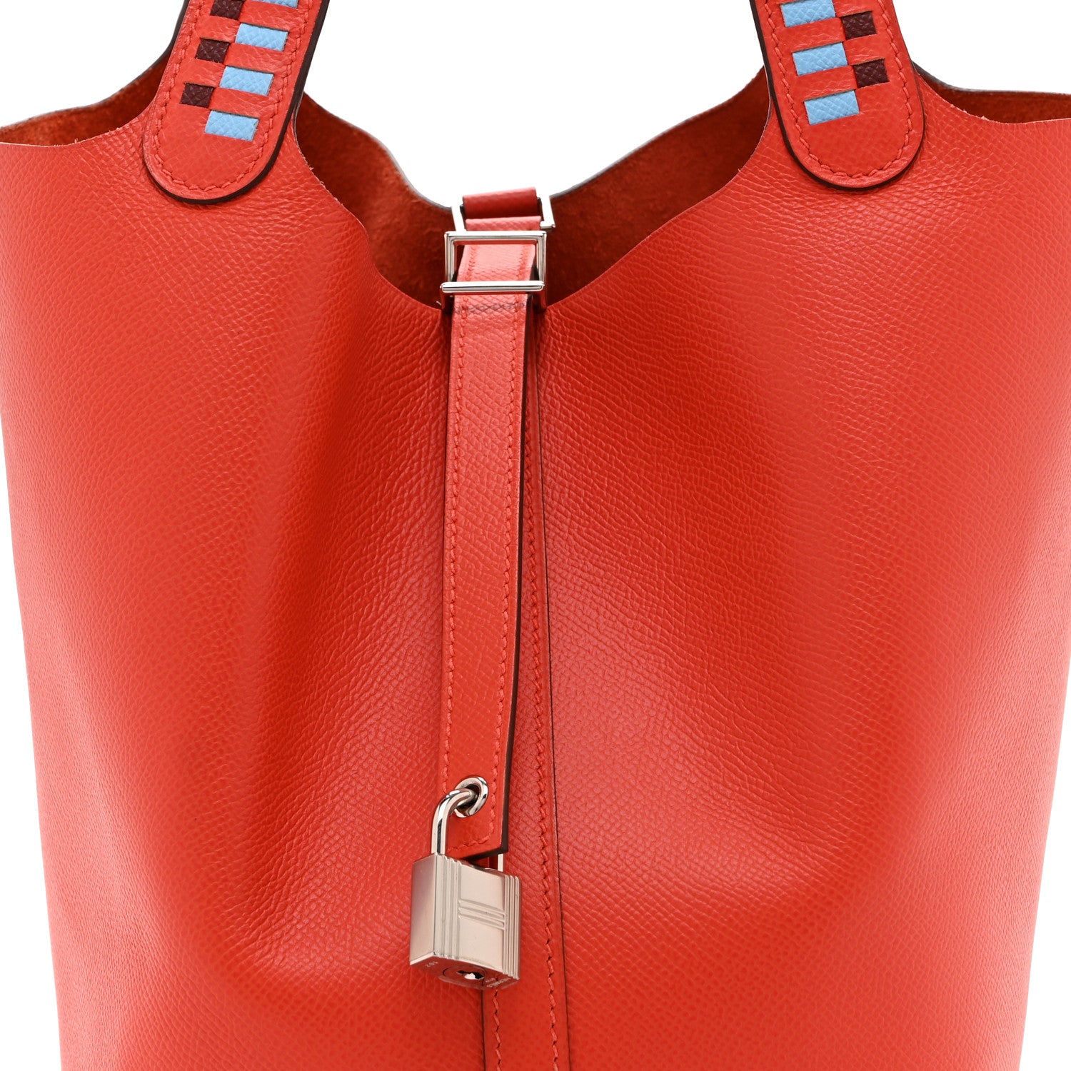 Hermes Epsom Tressage De Cuir Picotin Lock 22 MM Rouge Coeur Bleu du Nord Rouge H 8 of 10