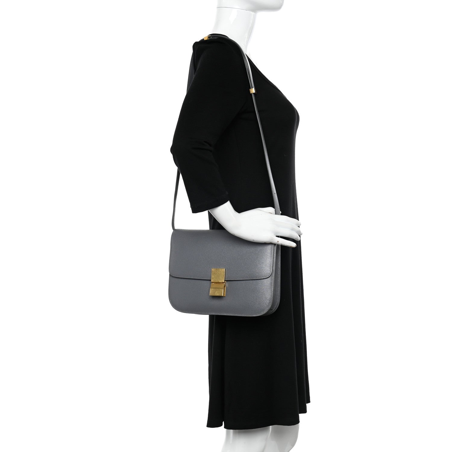 Celine Liege Calfskin Medium Classic Box Flap Bag Medium Grey 2 of 11