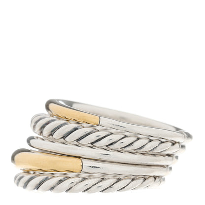 David Yurman Sterling Silver 18K Yellow Gold Wide Pure Form Ring 60 9 4 of 6