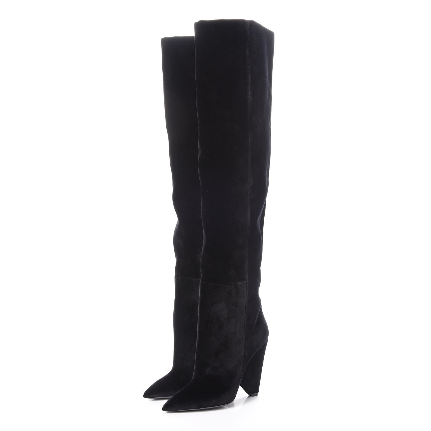 Saint Laurent Velvet Niki 105 Thigh High Boots 41 Black 3 of 6