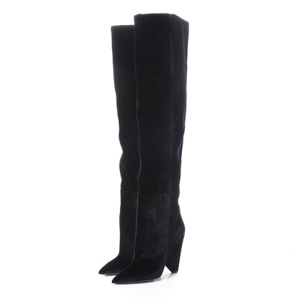 Saint Laurent Velvet Niki 105 Thigh High Boots 41 Black 3 of 6