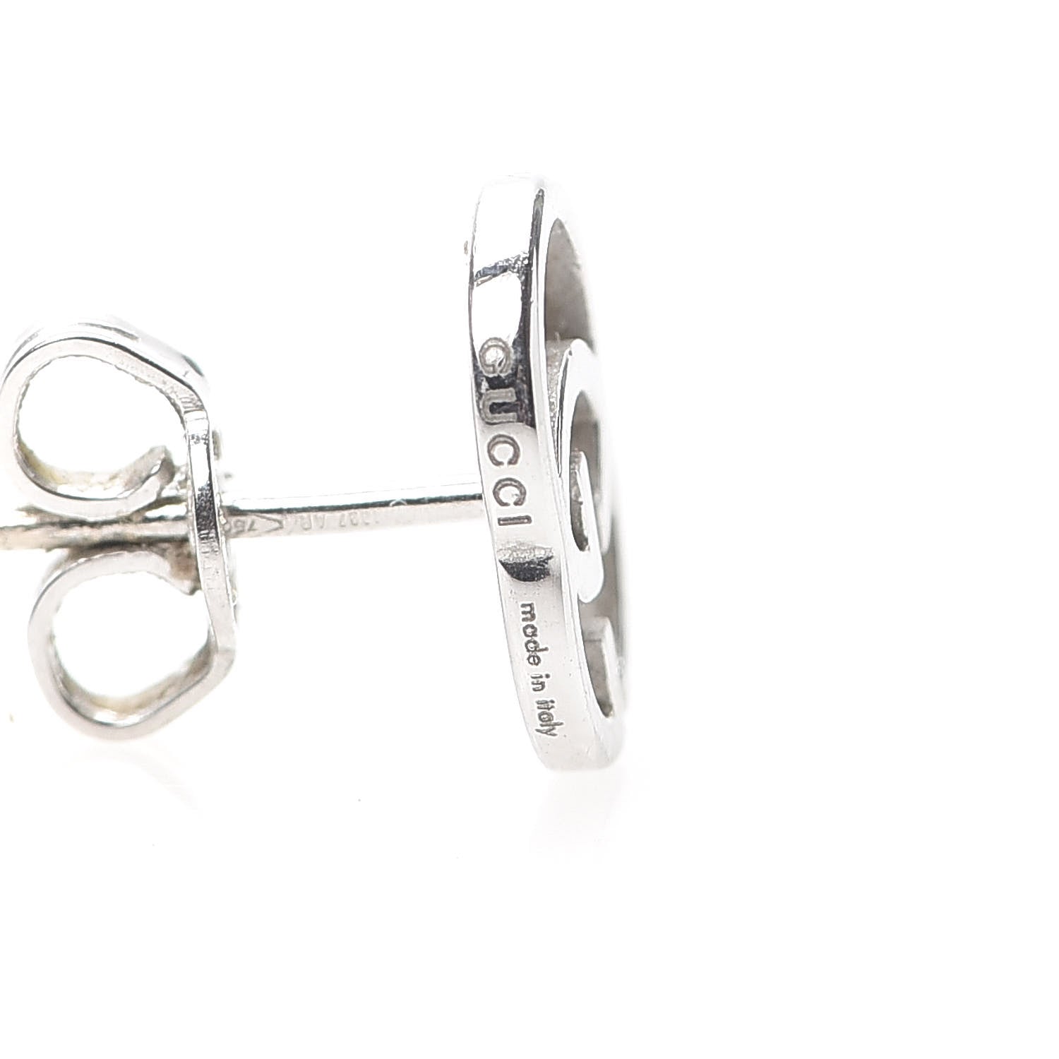 Gucci 18K White Gold GG Tissue Stud Earrings 4 of 5