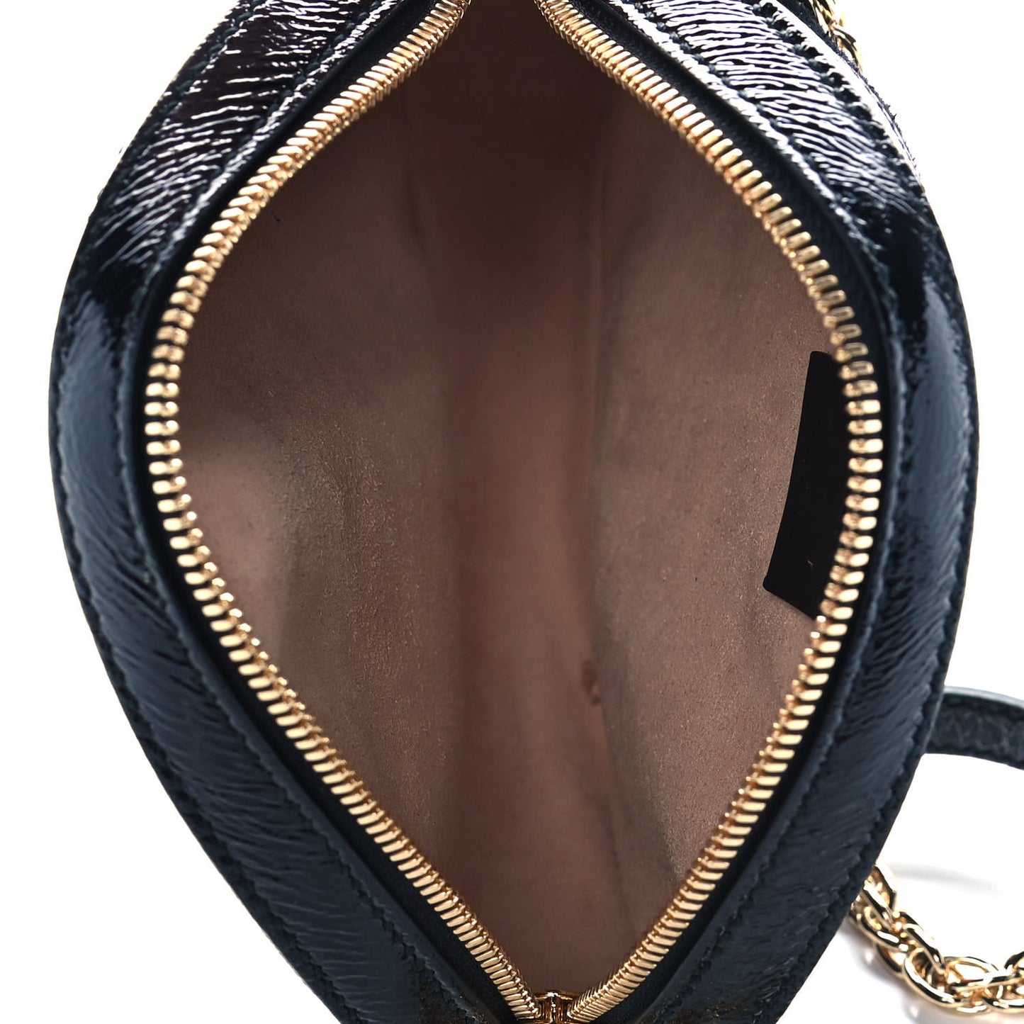 Suede Patent Web Mini Ophidia Round Shoulder Bag Black