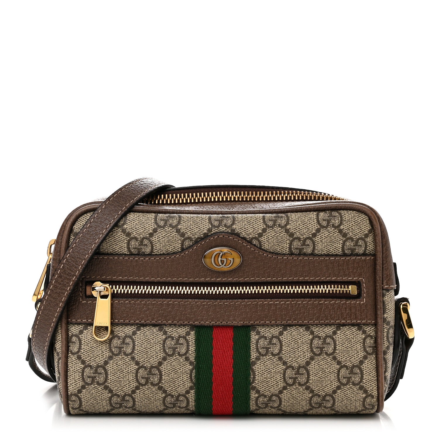 Gucci GG Supreme Monogram Web Mini Ophidia Shoulder Bag Brown 1 of 14
