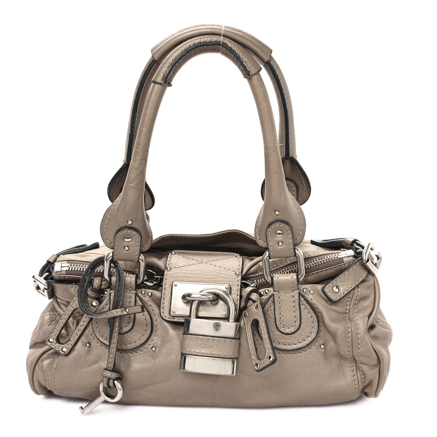 Chloe Metallic Calfskin Paddington Satchel Taupe 1 of 13